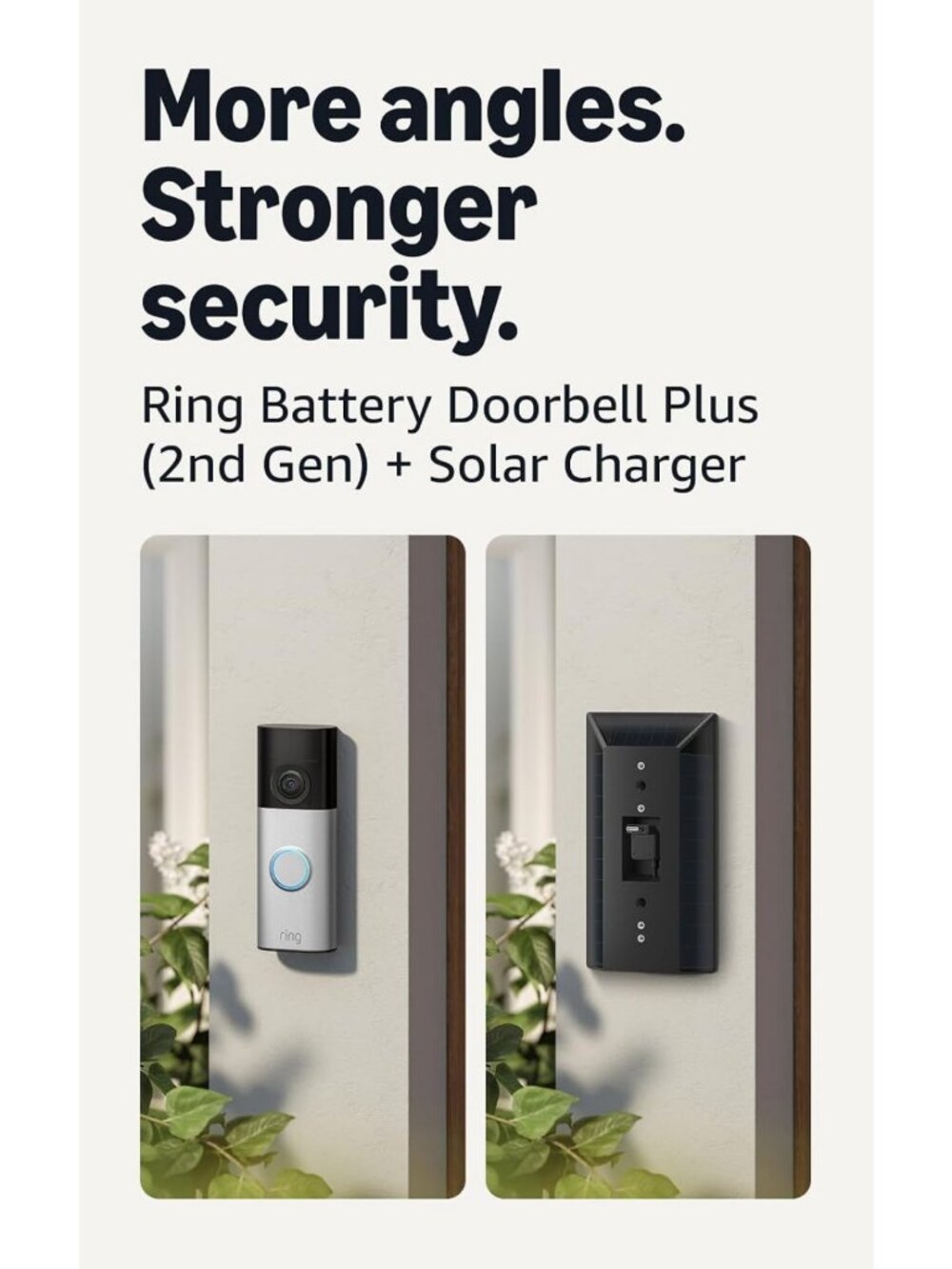 Wireless Battery-Powered Doorbell with Solar Charger - Nickel Silver, New Model
